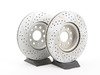 ES#8708 - 1K0698000 - Front Big Brake Kit - Cross Drilled & Slotted GEOMET Rotors (312x25) - Upgrade from 288mm to 312mm rotors. Reuses factory calipers, pads, and hardware! - Assembled By ECS - Volkswagen