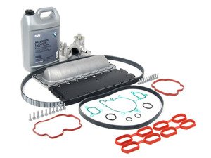 ES#2718979 - 11141742042KT1 - Valley Pan Service Kit - Level 2 - Every thing needed valley pan gasket replacement, including new drive belts, water pump, and valley pan gasket. Features an upgraded valley pan. - Assembled By ECS - BMW