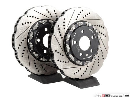 ES#2681113 - 003523ECS01A01KT - Front 2-Piece Tru-Float Scalloped Brake Rotors - Pair (345x30) - Direct bolt-on replacement - 27% less weight! - ECS - Audi Porsche