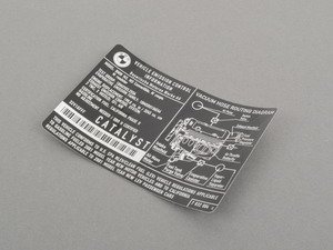 ES#185119 - 71227832004 - Emissions Label - Located under the hood - Genuine BMW - BMW