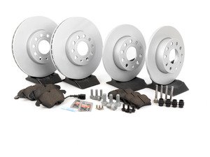 ES#257460 - 1K0698051 - Front & Rear Brake Service Kit (288x25/260x12) - Featuring Zimmermann rotors and ECS DD23 "Daily Driver" ceramic pads. - Assembled By ECS - Volkswagen