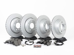 ES#2777077 - 34116854998KT9 - Front & Rear Brake Service Kit - Featuring Zimmermann rotors rotors and Akebono pads - Assembled By ECS - BMW