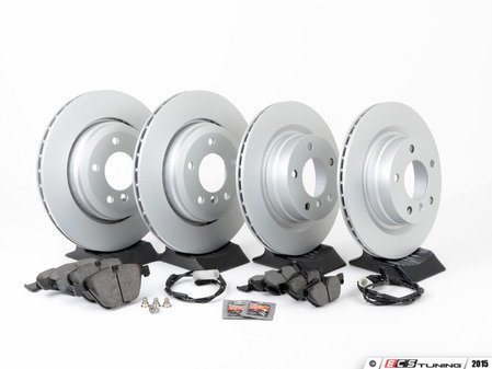 ES#2777077 - 34116854998KT9 - Front & Rear Brake Service Kit - Featuring Zimmermann rotors rotors and Akebono pads - Assembled By ECS - BMW