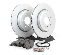ES#2777078 - 34116854998KT10 - Front Brake Service Kit - Featuring Zimmermann brake rotors and ECS DD23 Daily Driver ceramic pads - Assembled By ECS - BMW