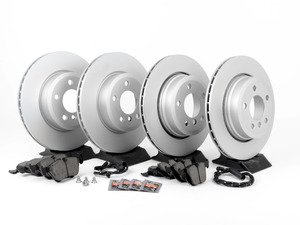 ES#2862817 - 34113400151KT - Front And Rear Brake Service Kit - Featuring ECS V5 coated rotors and ECS DD23 "Daily Driver" ceramic pads. - Assembled By ECS - BMW