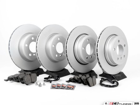 ES#2862817 - 34113400151KT - Front And Rear Brake Service Kit - Featuring ECS V5 coated rotors and ECS DD23 "Daily Driver" ceramic pads. - Assembled By ECS - BMW