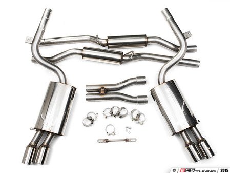 ES#2827260 - SSXAU046 - Cat-Back Exhaust System - Resonated - 2.25" stainless steel with quad 76.2mm polished tips - Milltek Sport - Audi