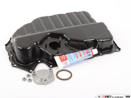 ES#2915222 - 06J103600AF2KT - Oil Pan With Level Sensor Cover - Includes Oil Pan, sensor hole cover, gasket, sealant, and cover retaining hardware - Assembled By ECS - Volkswagen