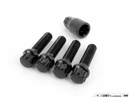 ES#2795752 - 003901ECS47BB - Ball Seat Locking Wheel Bolt Kit - Black zinc coated wheel lock bolts made specifically for OE wheels. M14x1.5x47mm - ECS - Volkswagen