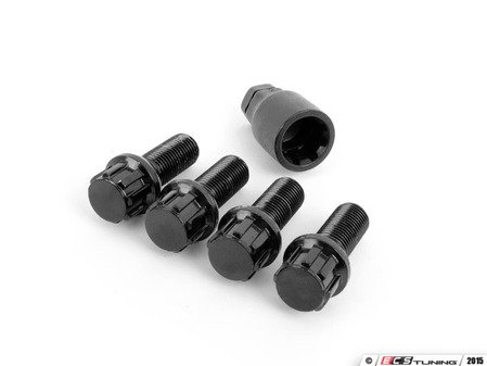 ES#2795760 - 003901ECS28BB -  Ball seat Locking Wheel bolt Kit - Black zinc coated wheel lock bolts made specifically for OE wheels. M14x1.5x28mm - ECS - Audi Volkswagen