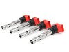 ES#2561324 - 06C905115M1KT - Ignition Service Kit - Includes four OE red coil packs and four NGK copper core spark plugs - Assembled By ECS - Audi Volkswagen