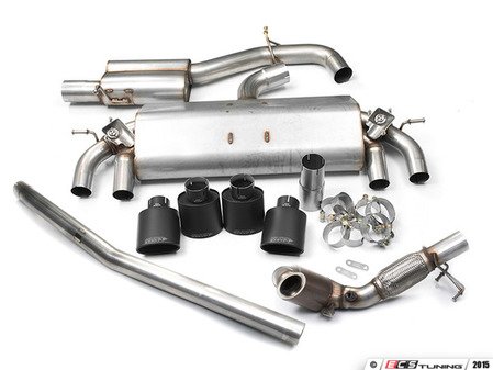 ES#2862453 - tbmk7r4KT - 3" Valved Turbo Back Exhaust System - Resonated - Get that Exhaust tone you've been looking for! Features 3" construction with quad Black Velvet oval tips and a high flow cat. - Milltek Sport - Volkswagen
