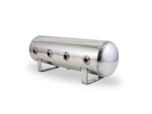 ES#2732070 - 12958 - 2.5 Gallon Aluminum Air tank - Polished - (4) 1/4" face ports, & 1/4" drain port - 20" L X 6" D - Air Lift - Audi BMW Volkswagen Mercedes Benz MINI Porsche