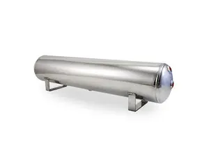 ES#2732160 - 12955 - 4 Gallon Aluminum Air Tank - Polished - (2) 1/4", (2) 3/8" End Ports, & 1/4" Drain Port - 30" L X 6" D - Air Lift - Audi BMW Volkswagen Mercedes Benz MINI Porsche