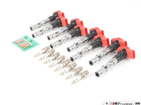 ES#2538979 - 077905115T - Ignition Service Kit - Includes eight Bosch spark plugs and eight red Bremi ignition coil packs - Assembled By ECS - Audi