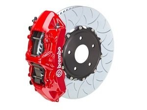 ES#4164594 - 1N3.8010A2 - Brembo GT Front Big Brake Kit - 2-Piece Type 3 Slotted Rotors (350x34) - Featuring red 6-piston calipers, stainless brake lines, and Brembo Sport brake pads - Brembo - Audi Volkswagen