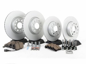 ES#2806924 - 1K0698301A1KT3 - Front & rear brake service kit (312x25/260x12) - Featuring Meyle rotors and ECS DD23 ceramic brake pads. - Assembled By ECS - Volkswagen