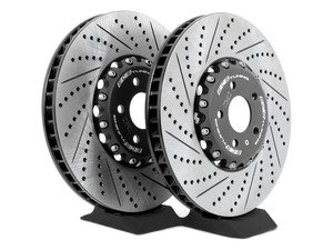 ES#2825795 - 003755ecs01a1KT - Front Cross Drilled & Slotted 2-Piece Brake Rotors - Pair (380x38) - Replacement rotors for Stage 4 Big Brake Kit (ES2825794 & ES3221498) - ECS - Audi