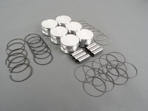 ES#2918330 - 314325 - Piston Assembly - Set Of Six - 82mm bore (oversized), 9.0:1 compression ratio, 86.4mm stroke - includes rings, wrist-pins, & circlips - JE Piston - Audi