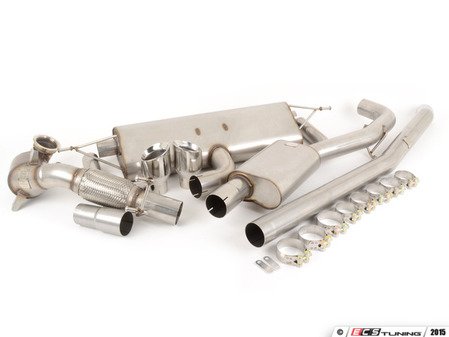 ES#2918052 - SSXAU3811KT4 - Turboback Exhaust System - Resonated - 3" Large bore downpipe with Hi-Flow Sports cat and 3" stainless steel cat-back with dual 100mm polished tips - Milltek Sport - Audi