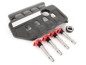 ES#2919341 - 005243ECS03KT -  Carbon Fiber Engine Cover Kit - (NO LONGER AVAILABLE) - Includes ECS Carbon Fiber Engine Cover, Red Coil Packs and an R8 Oil Cap for enhanced underhood styling! - Assembled By ECS - 
