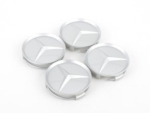 ES#2749198 - 66470203KT - Center Cap - Set Of Four - Clip-In Titanium Silver Center Cap With Chrome Three-Pointed Star - Genuine Mercedes Benz - Mercedes Benz