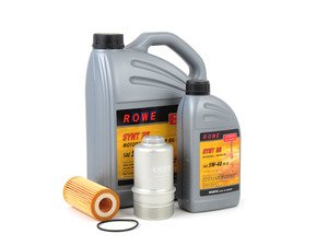 ES#2951301 - 21063-538-032KT - Oil Service Kit - With Silver Billet Aluminum Oil Filter Housing  - Includes HighTec Synt RS Engine Oil (5W-40), Genuine Oil Filter and an ECS billet filter housing - Assembled By ECS - Audi