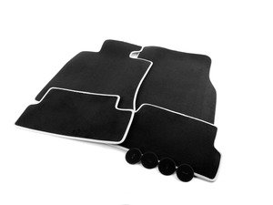 ES#2573118 - 51477356867 - MINI Velours Floor Mats Carbon Black / White Pipping Set ( Front & Rear ) - Priced As Set - (NO LONGER AVAILABLE) - Replace or upgrade to factory MINI mats - Genuine MINI - 