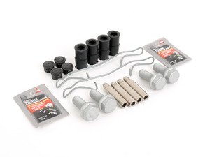 ES#2598294 - 1K0615269 - Front Pad And Rotor Installation Kit - Services Both Sides - Guide pins with bushings, carrier bolts, rattle clips & brake quiet - Genuine Volkswagen Audi - Volkswagen
