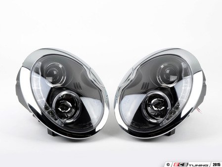 ES#2863421 - PR0-YD-MC02-DRL- - Projector Blackout LED DRL Headlights - Pair PRO-YD-MC02-DRL-BK
 - Chrome ring and black housing headlight set! - Spyder - MINI