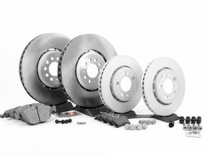 ES#2723027 - 1J0615301AABKT - Front & Rear Brake Service Kit - Featuring ECS rotors, Brembo front and rear pads, and hardware - Assembled By ECS - Volkswagen
