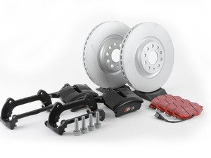 ES#2788459 - A38VBBKKT1 - Front Big Brake Kit - Stage 2 - Black Calipers - Plain Rotors (340x30) - Upgrade to the stopping power of the Audi S3 - Assembled By ECS - Audi