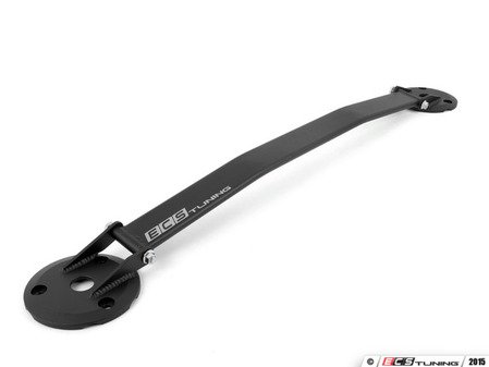 ES#2917683 - 004495ECS03A - E36 Wrinkle Black Aluminum Strut Bar Kit - Reduces chassis flex and protects strut towers from deformation. Featuring silver ECS Tuning logo. - ECS - BMW