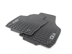 ES#2860700 - 8U0061511A041 - Rear All Weather Rubber Floor Mats - Satin Black - Deep grooves to trap dirt, water, and snow - Genuine Volkswagen Audi - Audi