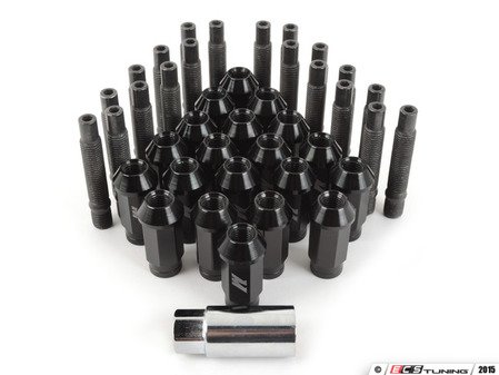 ES#2959743 - 001467ecsk3KT - Wheel Stud Conversion Kit - full set - (NO LONGER AVAILABLE) - ECS wheel studs with black Mishimoto Aluminum lug nuts! - Assembled By ECS - 