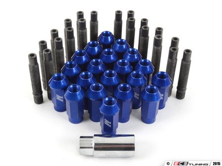 ES#2959742 - 001467ecsb3KT - Wheel Stud Conversion Kit - full set - ECS wheel studs with blue Mishimoto Aluminum lug nuts! - Assembled By ECS - BMW