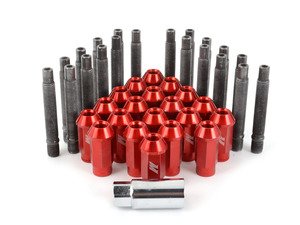 ES#2959726 - 001467ecsr2KT - Wheel Stud Conversion Kit - Full Set - ECS wheel studs with red Mishimoto Aluminum lug nuts! - Assembled By ECS - BMW