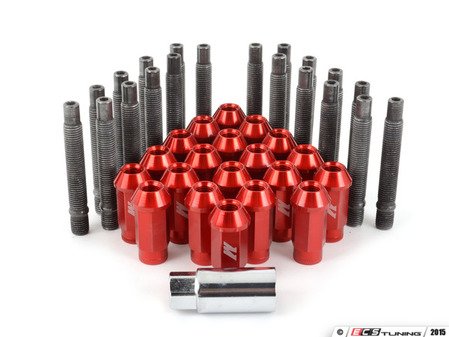 ES#2959726 - 001467ecsr2KT - Wheel Stud Conversion Kit - Full Set - ECS wheel studs with red Mishimoto Aluminum lug nuts! - Assembled By ECS - BMW