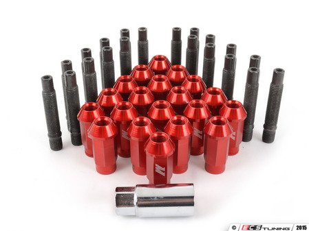 ES#2959740 - 001467ecsr3KT - Wheel Stud Conversion Kit - full set - ECS wheel studs with red Mishimoto Aluminum lug nuts! - Assembled By ECS - BMW