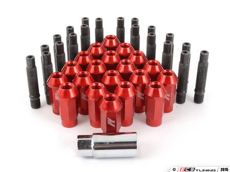 ES#2959709 - 001467ecsrdKT - Wheel Stud Conversion Kit - Full Set - ECS wheel studs with red Mishimoto Aluminum lug nuts! - Assembled By ECS - BMW