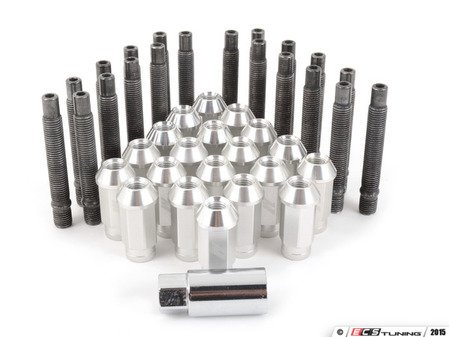 ES#2959717 - 001467ecss2KT - Wheel Stud Conversion Kit - full Set - ECS wheel studs with silver Mishimoto Aluminum lug nuts! - Assembled By ECS - BMW