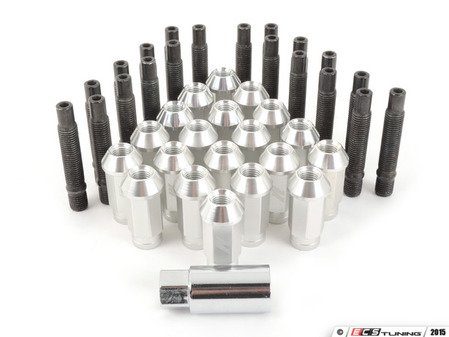ES#2959737 - 001467ecss3KT - Wheel Stud Conversion Kit - full set - ECS wheel studs with silver Mishimoto Aluminum lug nuts! - Assembled By ECS - BMW