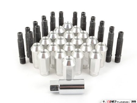 ES#2957562 - 001467ecsSVKT - Wheel Stud Conversion Kit - Full Set - ECS wheel studs with silver Mishimoto Aluminum lug nuts! - Assembled By ECS - BMW
