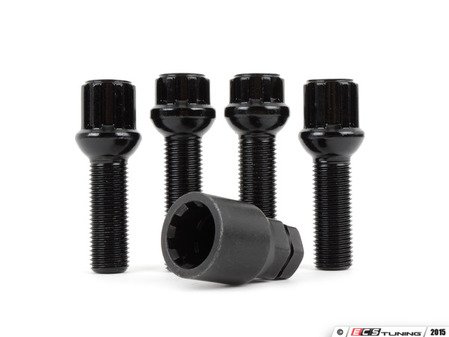 ES#2952352 - 003901ECS3845BB - Ball Seat Locking Wheel Bolt Kit - (NO LONGER AVAILABLE) - Black zinc coated wheel lock bolts made specifically for ECS Flush kits. M14x1.5x38mm/M14x1.5x45mm - ECS - 