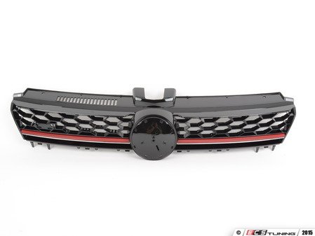 ES#2794984 - 009510BRP04 - GTI Lighting Package Grille - With Red Strip - Gloss black honeycomb with red strip and badge holders - Bremmen Parts - Volkswagen