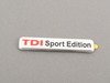 ES#3895 - 1JM853675BKTP - "TDI Sport Edition" Emblem - (NO LONGER AVAILABLE) - Chrome / Red stick on Emblem - Genuine Volkswagen Audi - 