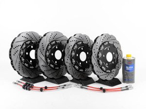 ES#2960542 - 8K0698301MKT7 - Front & Rear Brake Kit - Stage 1 - 2-Piece Tru-Float Scalloped Brake Rotors - Upgrade your brake system with Tru-float scalloped drilled & slotted rotors and stainless steel lines - ECS - Audi