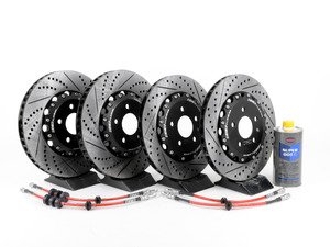 ES#2960509 - 8k0698301mkt6 - Front & Rear Brake Kit - Stage 1 - 2-Piece Cross Drilled & Slotted Rotors - Upgrade your brake system with 2-piece rotors and stainless steel lines - ECS - Audi
