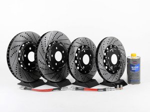ES#2960649 - 002725ecs01aKT1 - Front & Rear Brake Kit - Stage 1 - 2-Piece Cross Drilled & Slotted Rotors - (NO LONGER AVAILABLE) - Upgrade your brake system with 2-piece rotors and stainless steel lines - ECS - 
