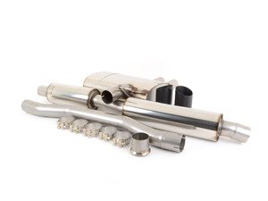 ES#2872979 - SSXM412 - Cat-Back Exhaust System - Resonated Twin GT90 - 2.75" stainless steel with Twin Round Cerakote Black Tips - Milltek Sport - MINI